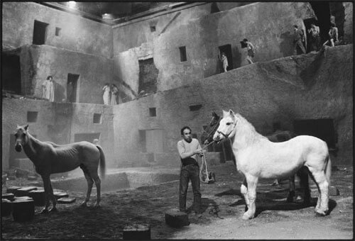 Readying the horses for the next take, Fellini’s Satyricon, Rome<p>Courtesy Trunk Archive / © Mary Ellen Mark</p>