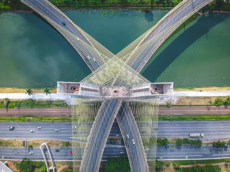 drone photography bridge