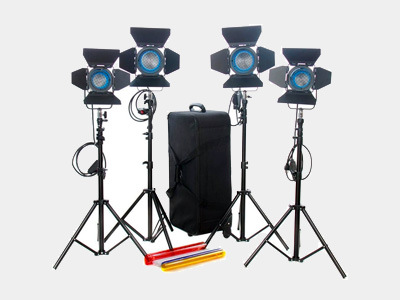 CAME-TV 4-Light Fresnel Tungsten Video Spot Light Kit (2 x 650W and 2 x 300W)