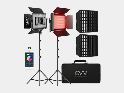 GVM 1000D RGB LED Light Panel (2-Light Kit with Softboxes)