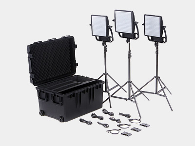 Litepanels Astra 6X Traveler Bi-Color Trio 3-Light Kit with Gold Mount Battery Brackets