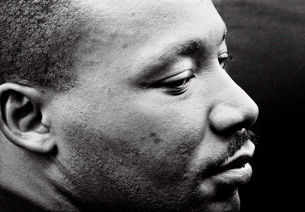 Martin Luther King Jr. after delivering his ”I Have A Dream” speech. Lincoln Memorial, Washington DC Auguest 28, 1963<p>© Dan Budnik</p>