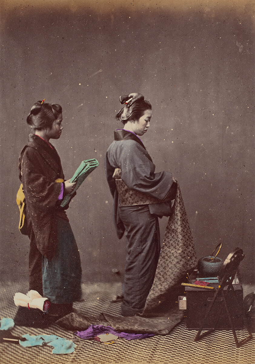 Putting on the Obi or Girdle, 1868 - Gift of Michael and Jane Wilson, National Gallery of Art<p>© Felice Beato</p>