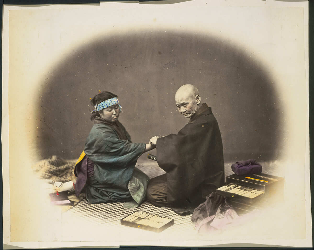 Doctor and female patient, Japan, taken between 1867 and 1869 - National Library New Zealand<p>© Felice Beato</p>