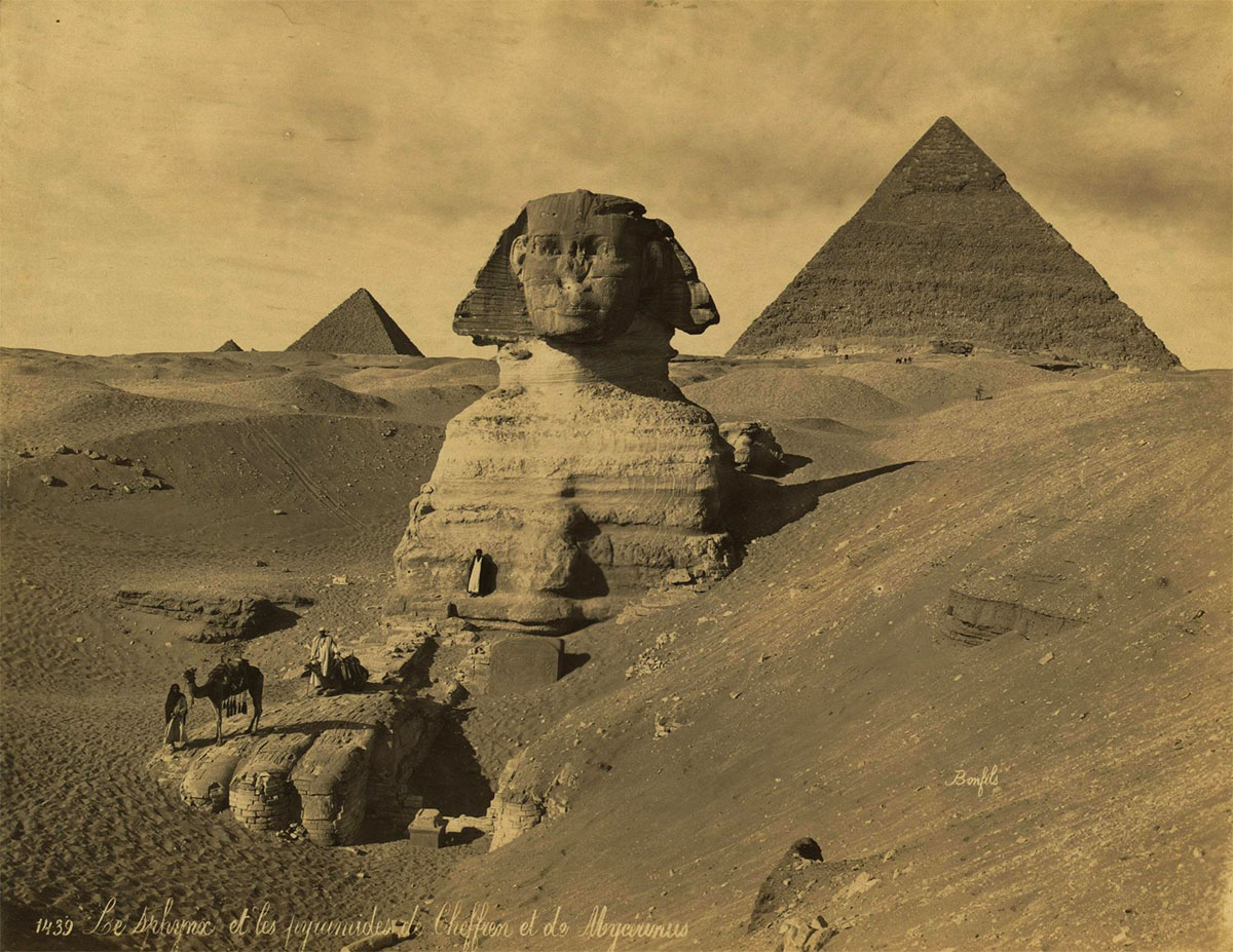 Le Sphynx et les pyramides de Cheffren et de Mycérinus, 1867<p>© Félix Bonfils</p>