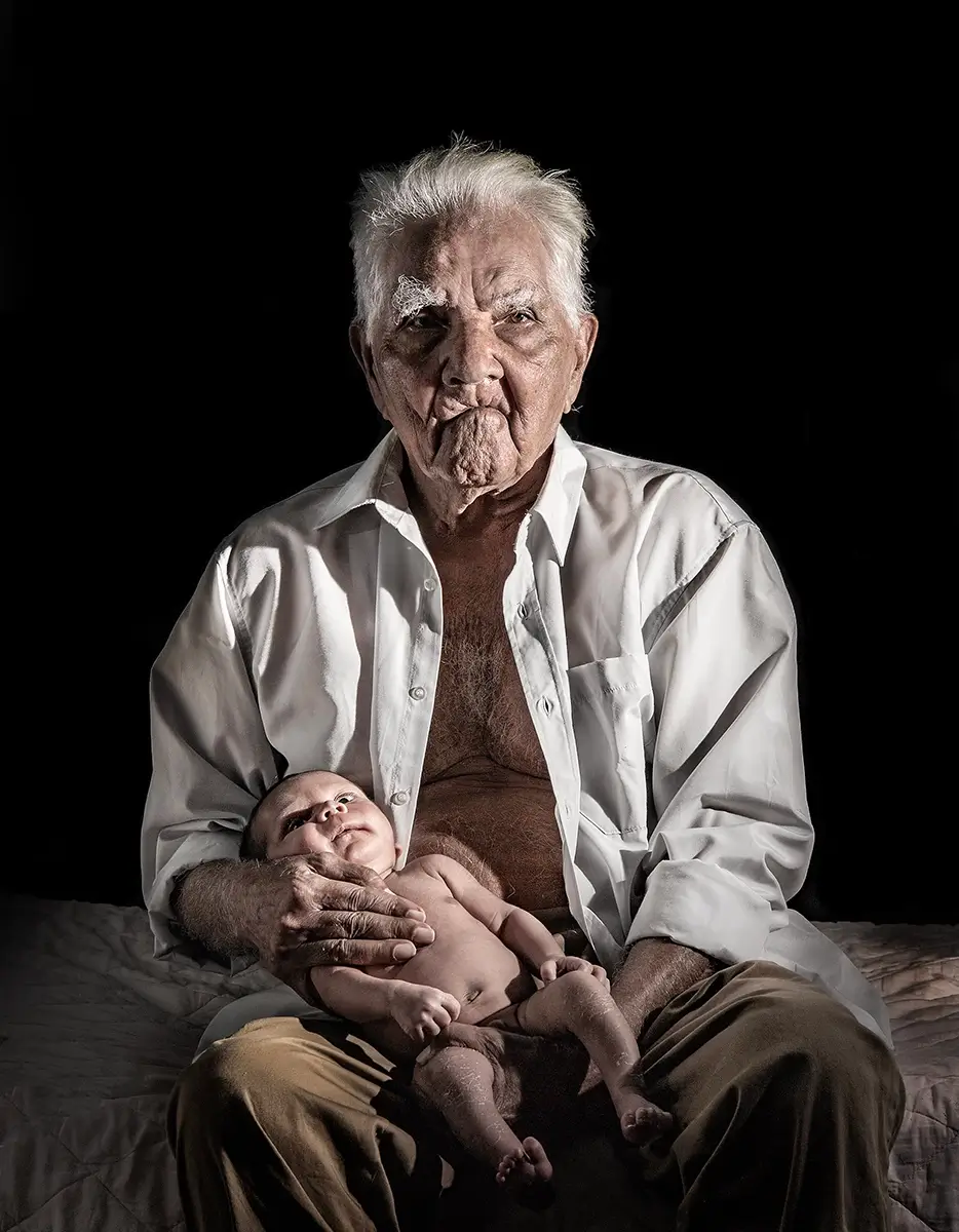 100 Years & 3 Weeks - Alf Neal OAM and great great grandson Karlan on his 100th birthday<p>© Brian Cassey</p>