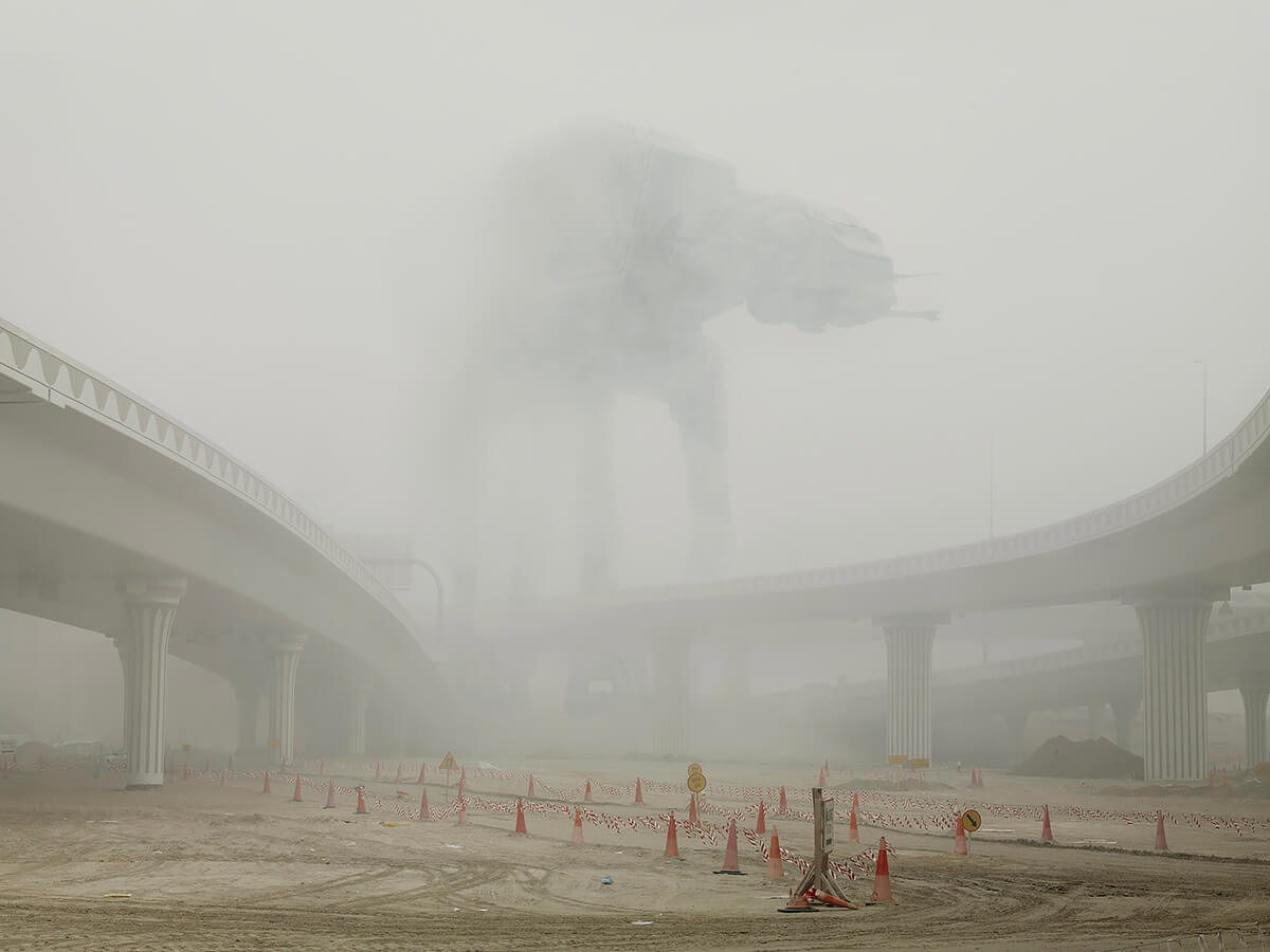 Dark Lens - Origins, Dubai, AT-AT Under Fog. 2009<p>© Cedric Delsaux</p>