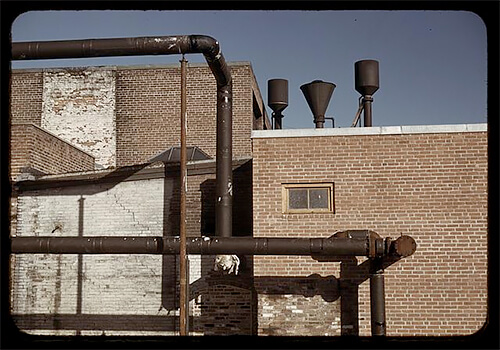 Detail of industrial building in Massachusetts 1940 ©Library of Congress<p>© Jack Delano</p>