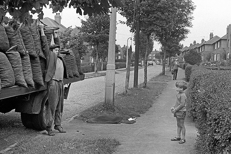 Coalman and Boy, Wakefield, Yorkshire 1972<p>© John Haynes</p>