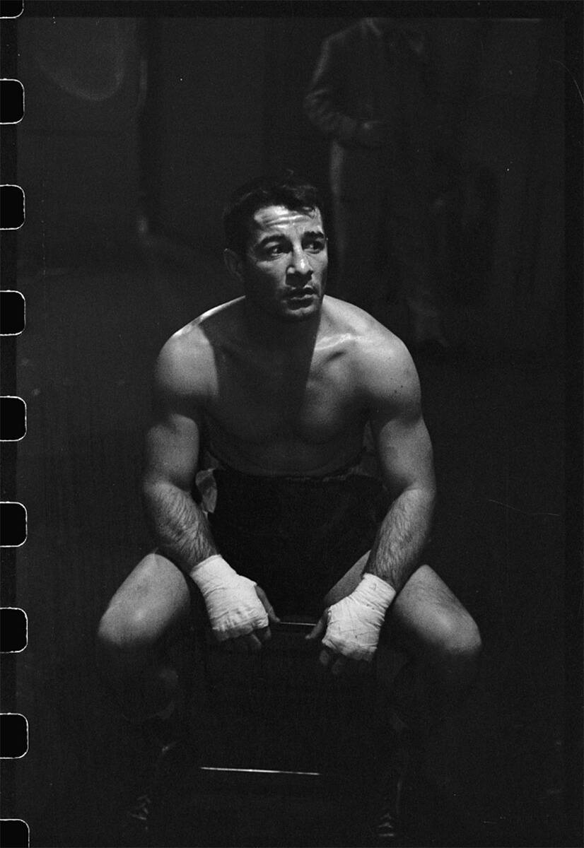 Image from LOOK - Job 49-U38 titled Rocky Graziano. 1949 Oct. 27. Look magazine photograph collection (Library of Congress)<p>© Stanley Kubrick</p>