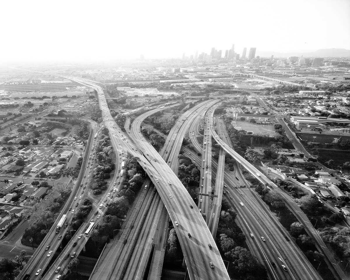 Highways 5,10,60 and 101 Looking West, Los Angeles, 2004<p>© Michael Light</p>