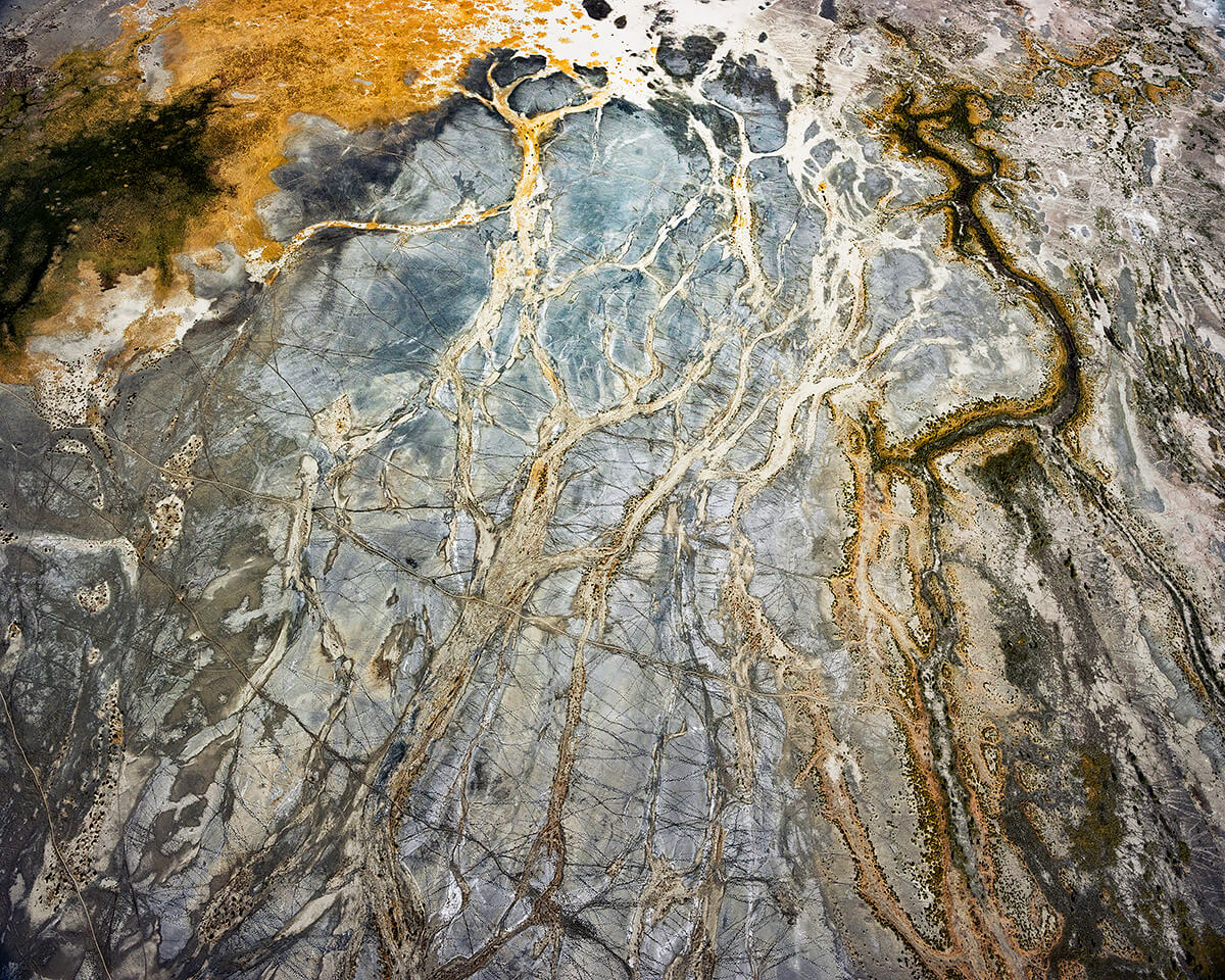 Carson River And Cow Tracks At Carson Sink, Fallon, Nevada, 2018<p>© Michael Light</p>