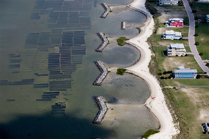 Oyster Trays in Front of Breakwaters, Cape Charles, Virginia 2018<p>© Alex MacLean</p>