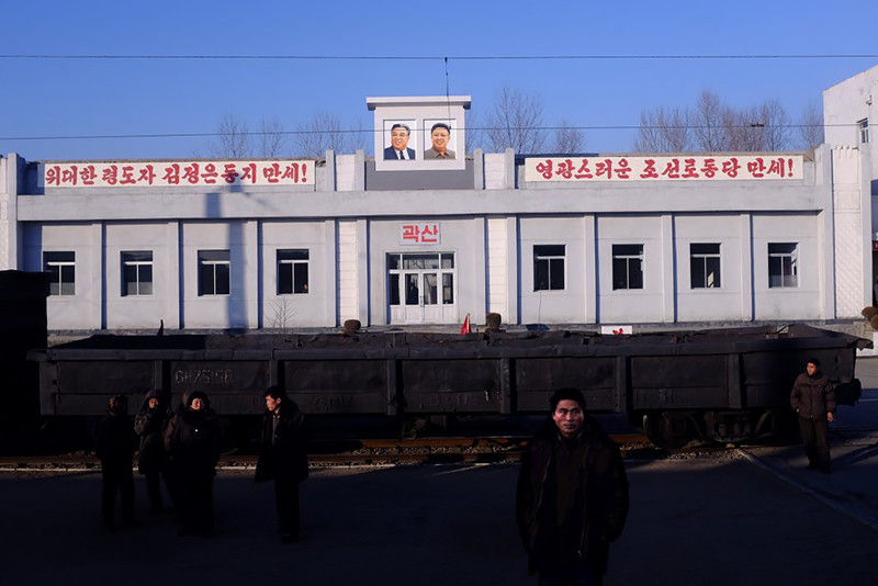 Waiting on a Friend (provincial station on the Sinuiju-Pyongyang railway, North Korea), 2014<p>© Fabian Muir</p>
