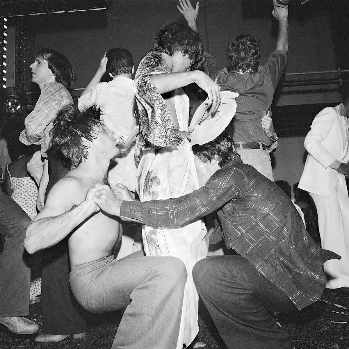 Dance Trio (JudiJupiter, JJ and Frankie) Studio 54, NY, NY, July 1977<p>© Meryl Meisler</p>