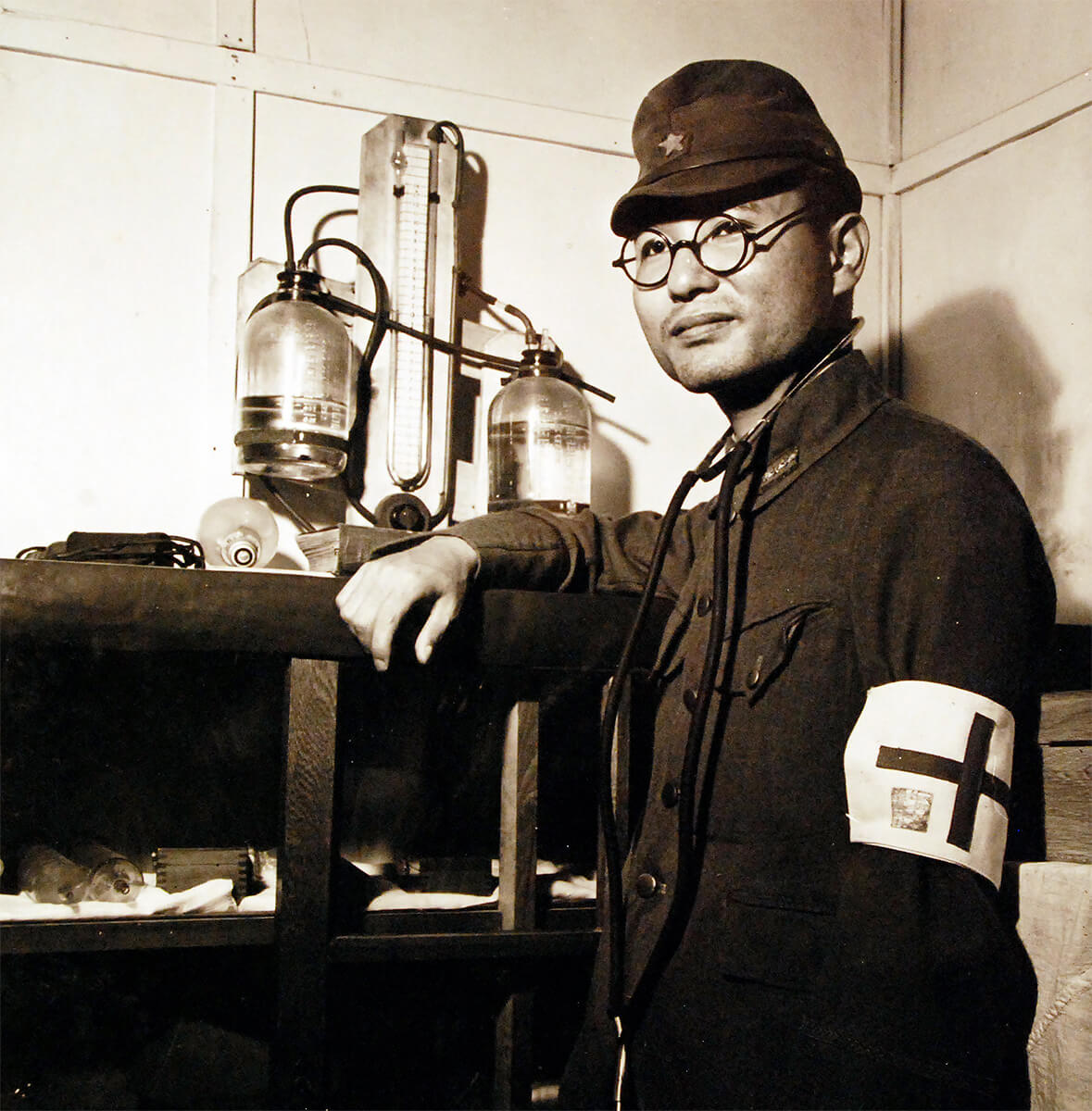 Head medical officer Dr. Hisikichi Tokoda of Shinagawa Hospital, Tokyo, Japan, Sep 1945,  National Museum of the United States Navy<p>© Wayne Miller</p>