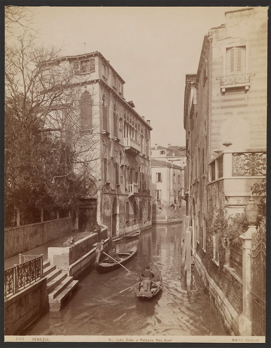 Rio delle Erbe and Van-Axel Palace, about 1860–1880 - J. Paul Getty Museum<p>© Carlo Naya</p>