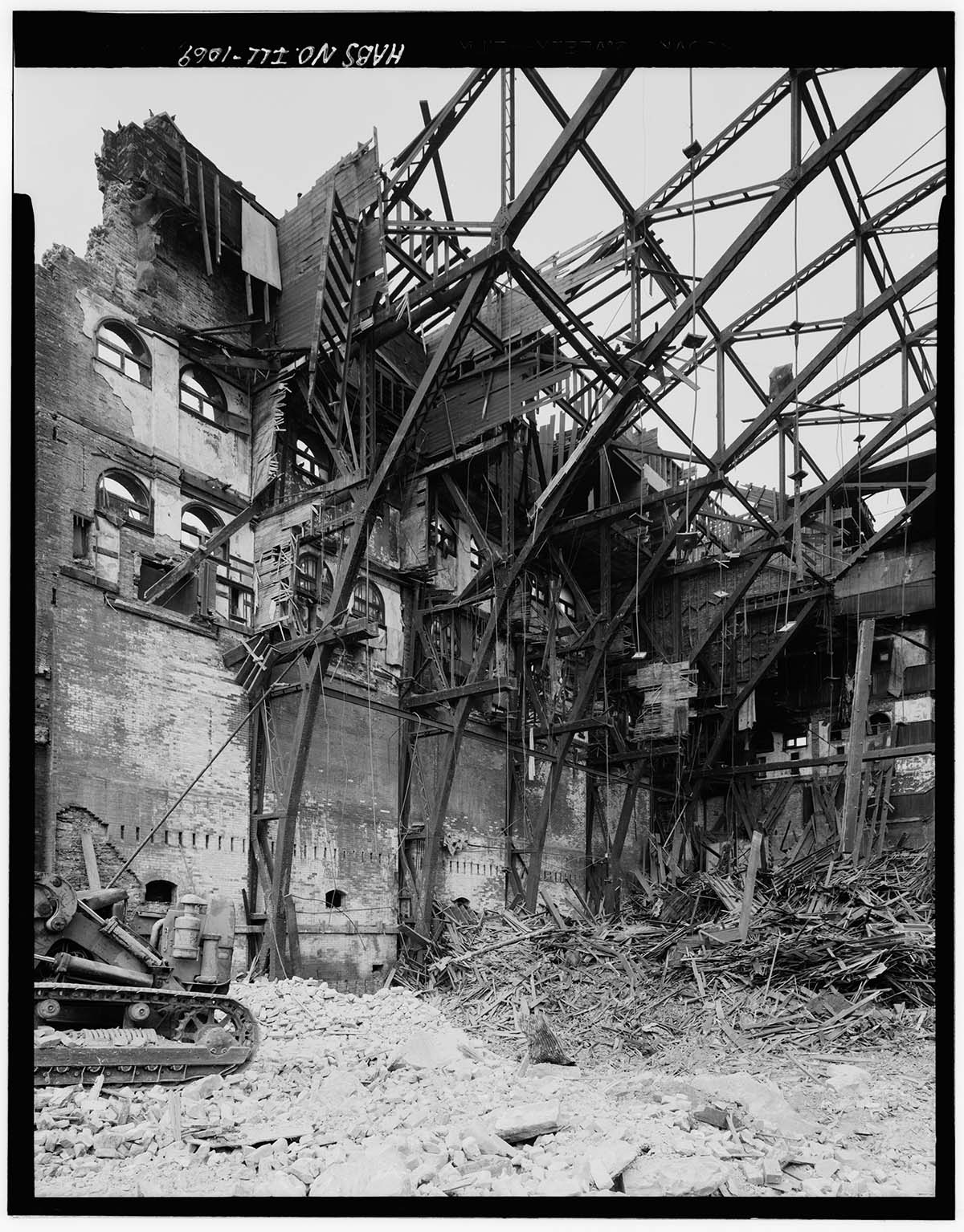Historic American Buildings Survey Richard Nickel, Photographer July 1967 INTERIOR SHOWING DEMOLITION - First Regiment Infantry Armory, 1552 South Mic<p>© Richard Nickel</p>
