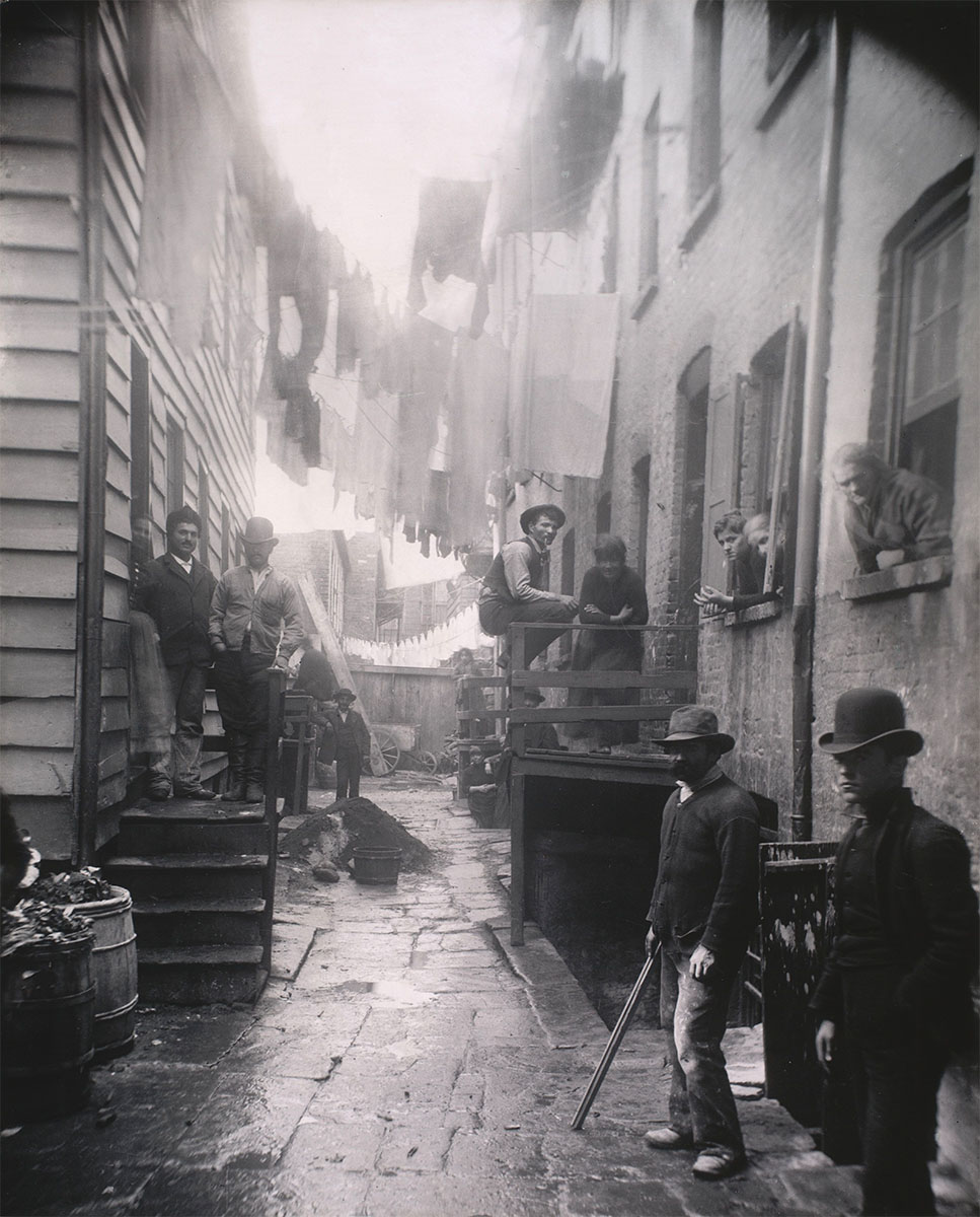 Bandits’ Roost, 59 1/2 Mulberry Street. Gelatin silver print, printed 1958, c. 1888, Museum of Modern Art<p>© Jacob Riis</p>