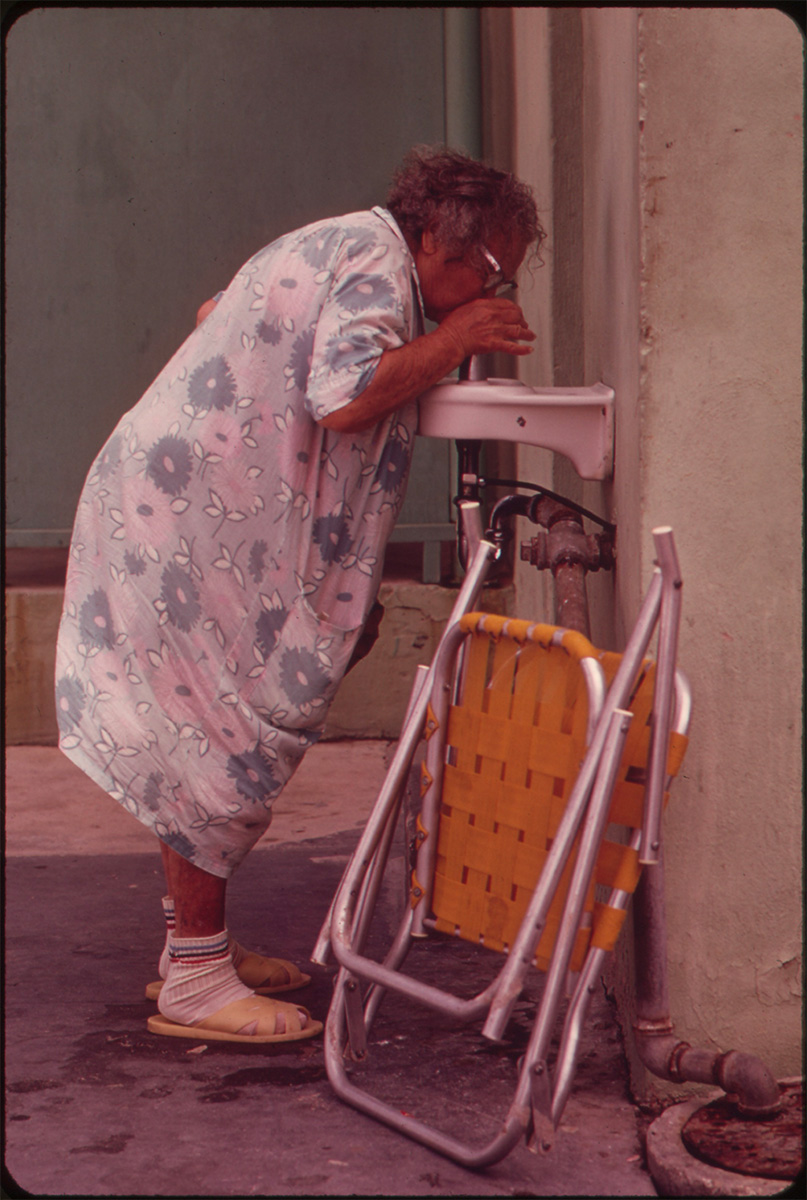 A RESIDENT OF ONE OF THE MANY RETIREMENT HOTELS IN THE SOUTH BEACH AREA OF MIAMI BEACH, June 1973 - NARA<p>© Flip Schulke</p>