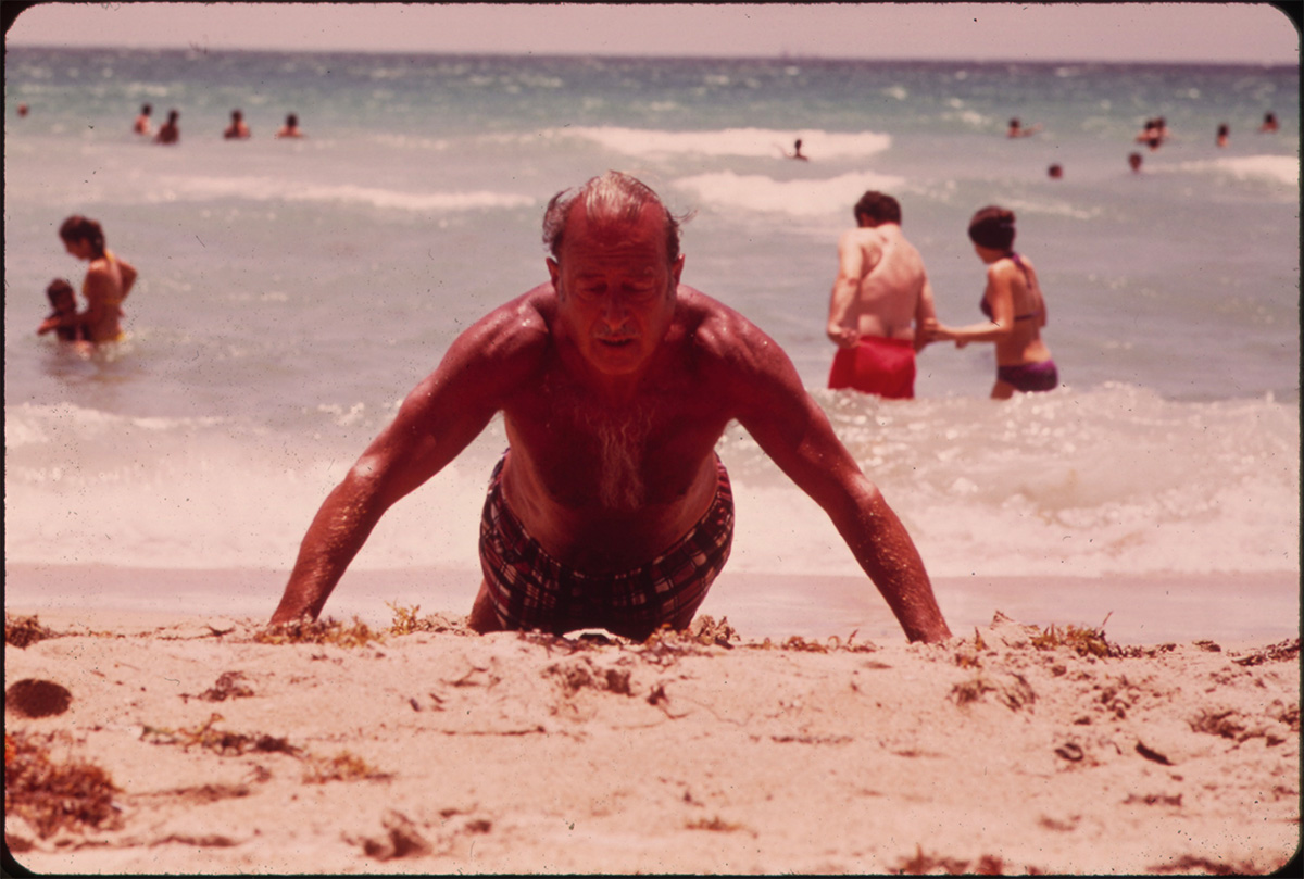 LIVES OF THE MANY ELDERLY PERSONS WHO HAVE CHOSEN SOUTH BEACH FOR THEIR RETIREMENT YEARS REVOLVE AROUND THE BEACH, June 1973 - NARA<p>© Flip Schulke</p>