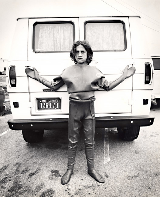 A Surfer Leans against Her Camper, Virginia Beach, VA, 1972<p>© Arthur Tress</p>