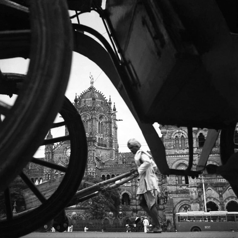 The Victoria Terminus, now Chhatrapati Shivaji Terminus, in Bombay (now Mumbai) in 1940<p>© Homai Vyarawalla</p>