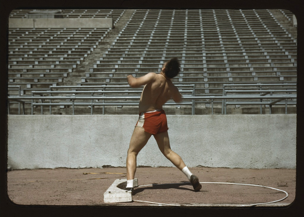 Shot putter, University of Nebraska, 1942 - Library of Congress<p>© John Vachon</p>