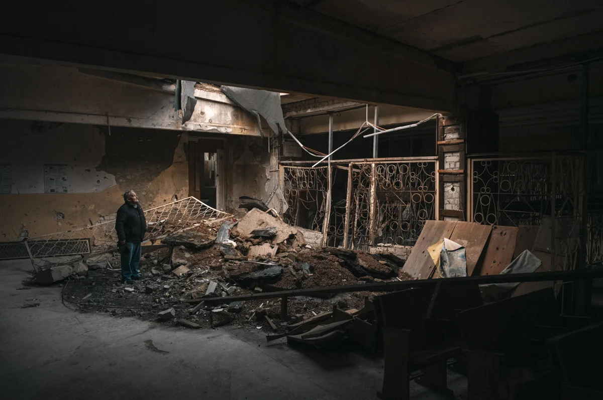 School in Ruins. Kharkiv, Ukraine, 2023.<p>&copy; Antti Yrjönen</p>